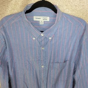Long Sleeve Business Casual stripped Button Down Shirt